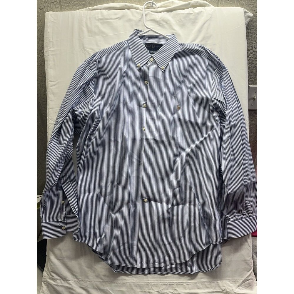 POLO RALPH LAUREN Mens Shirt Large 16.5‎ Collar Long Sleeve Yarmouth Cotton